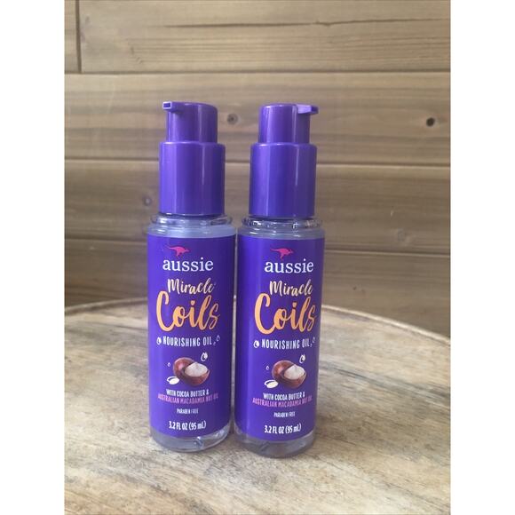 (2) Aussie Miracle Coils Nourishing Oil Cocoa Butter Macadamia Nut Oil 3.2oz - Picture 1 of 6